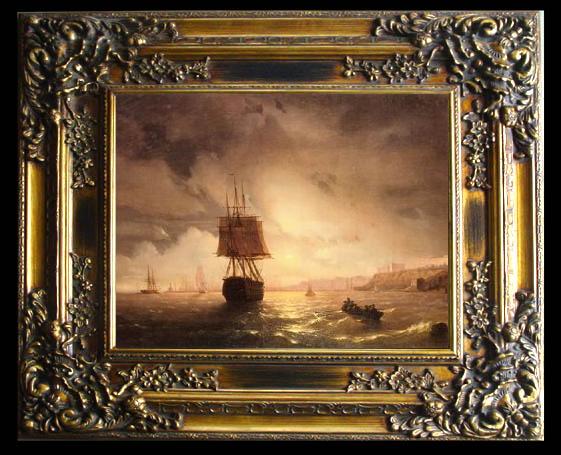 framed  unknow artist Seascape, boats, ships and warships. 14, Ta014